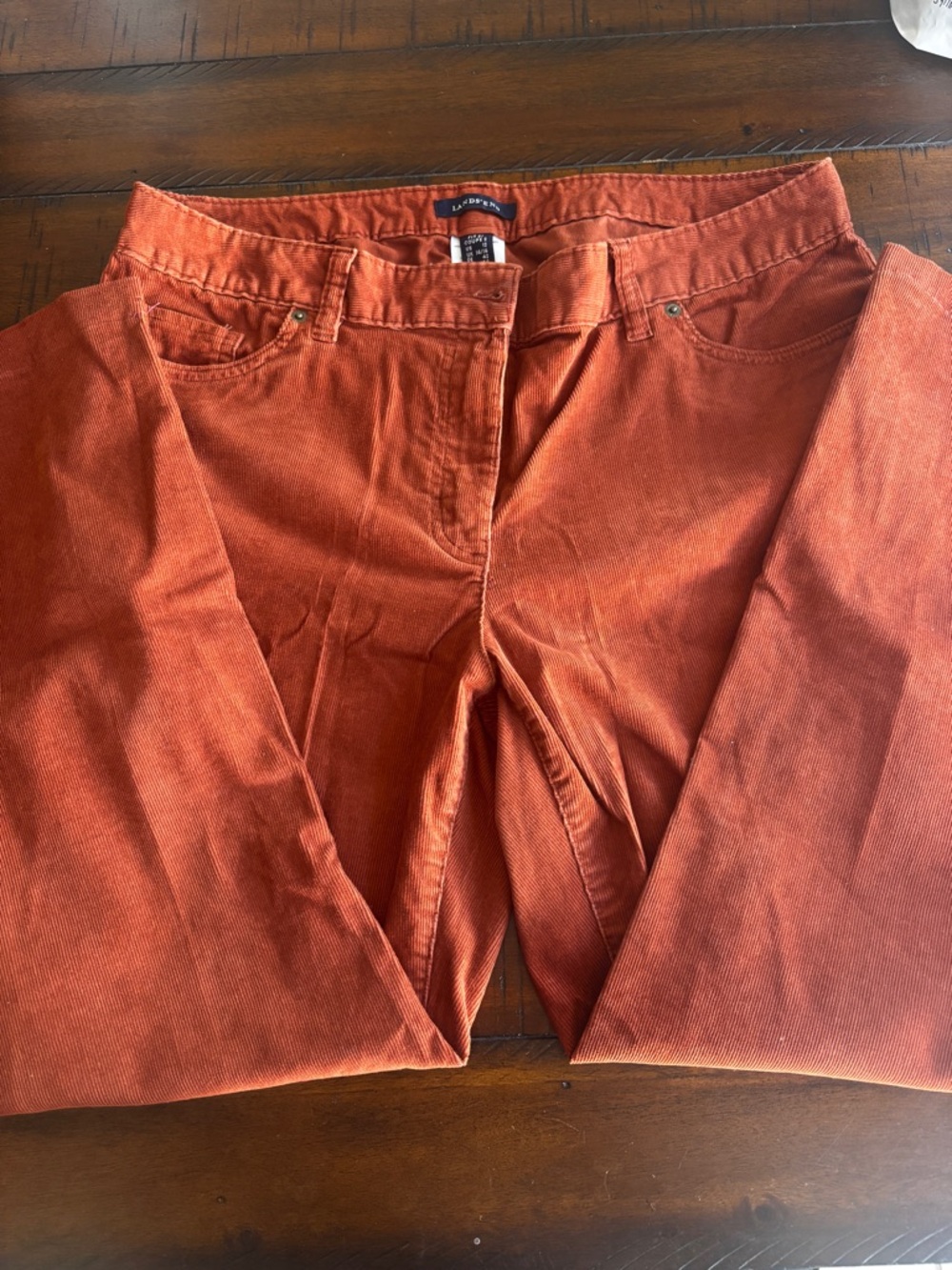 Lands' End Women's Corduroy Straight Leg Jeans in Rust